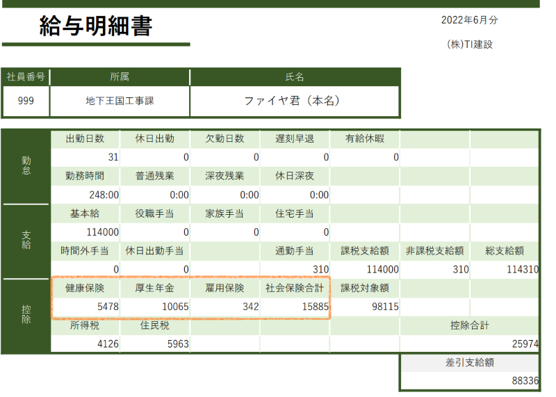 給与明細書見本